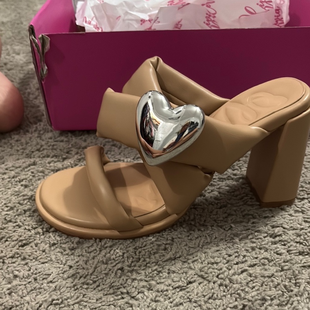 Olivia Miller Tan Silver Heart Heels